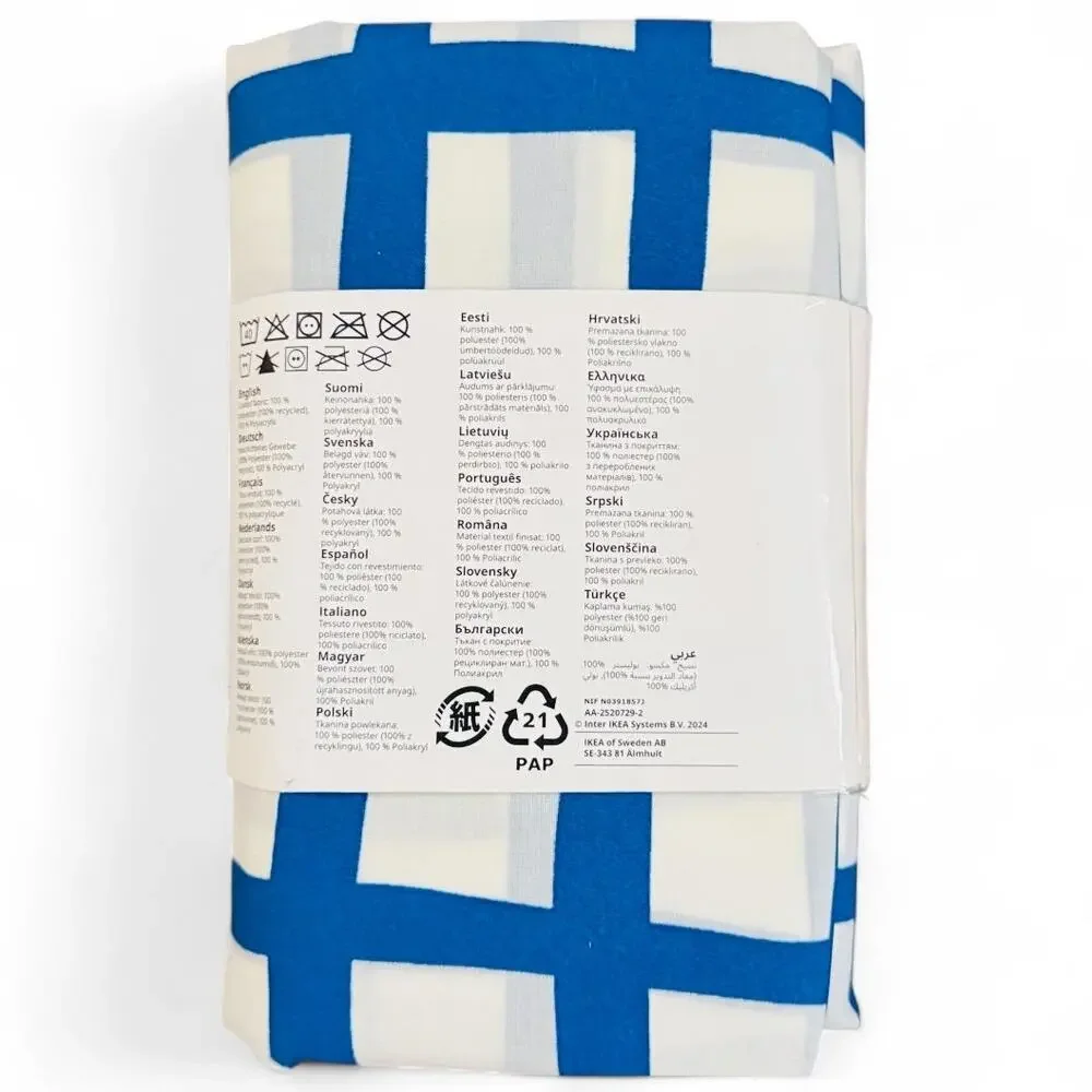 IKEA PILLERSTARR Tablecloth, patterned/blue white, 57x94 